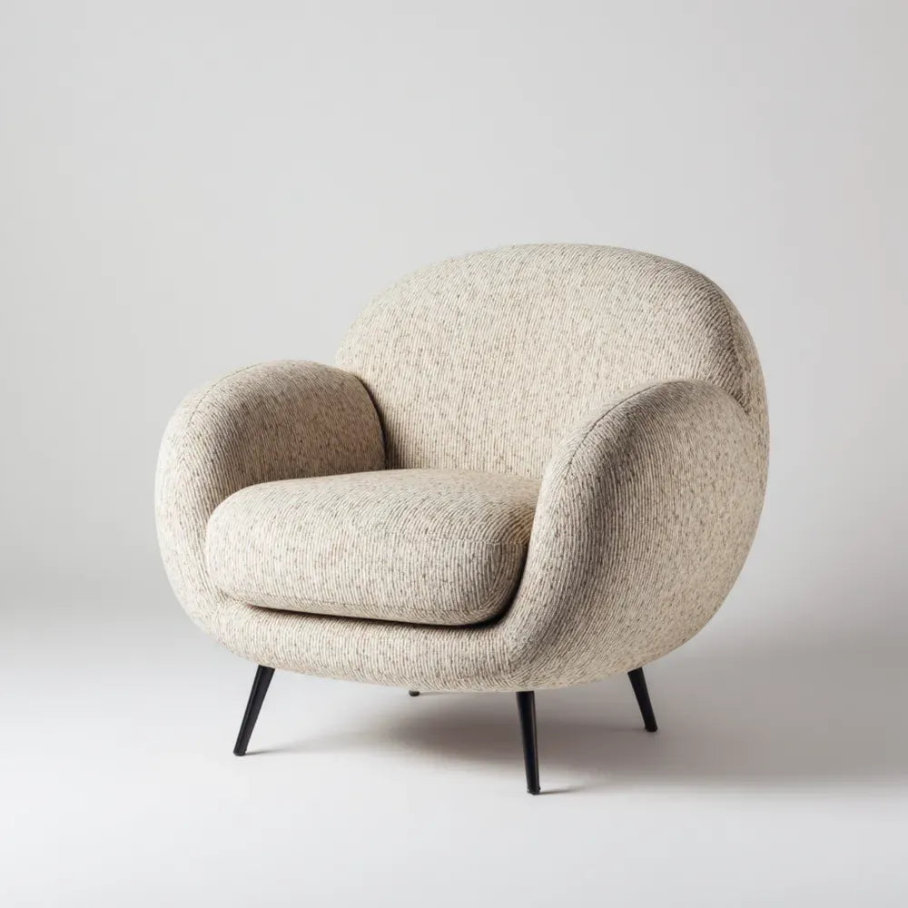 Armchair Upholstered Fabric 85x75x80 cm - Beige - Modern Design