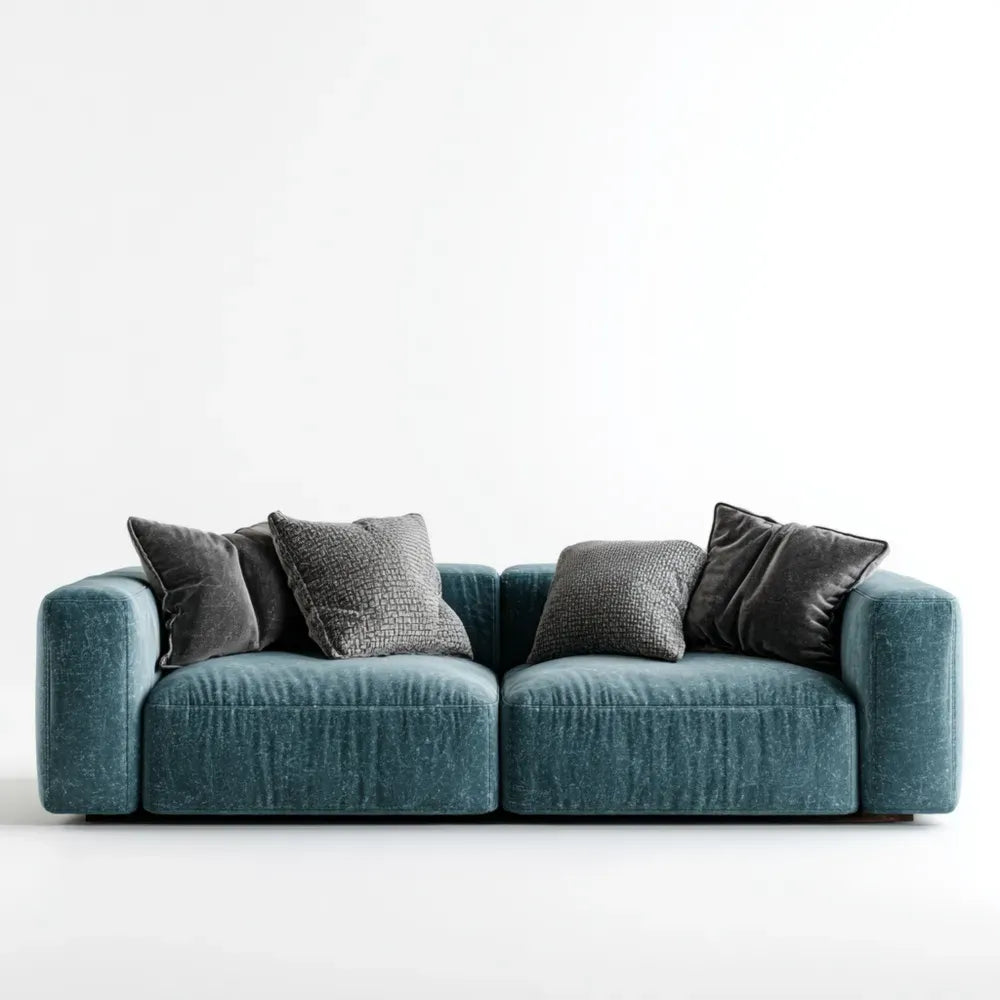 Sofa Set Plush Upholstery 220x100x80 cm – Teal – Contemporary Design
