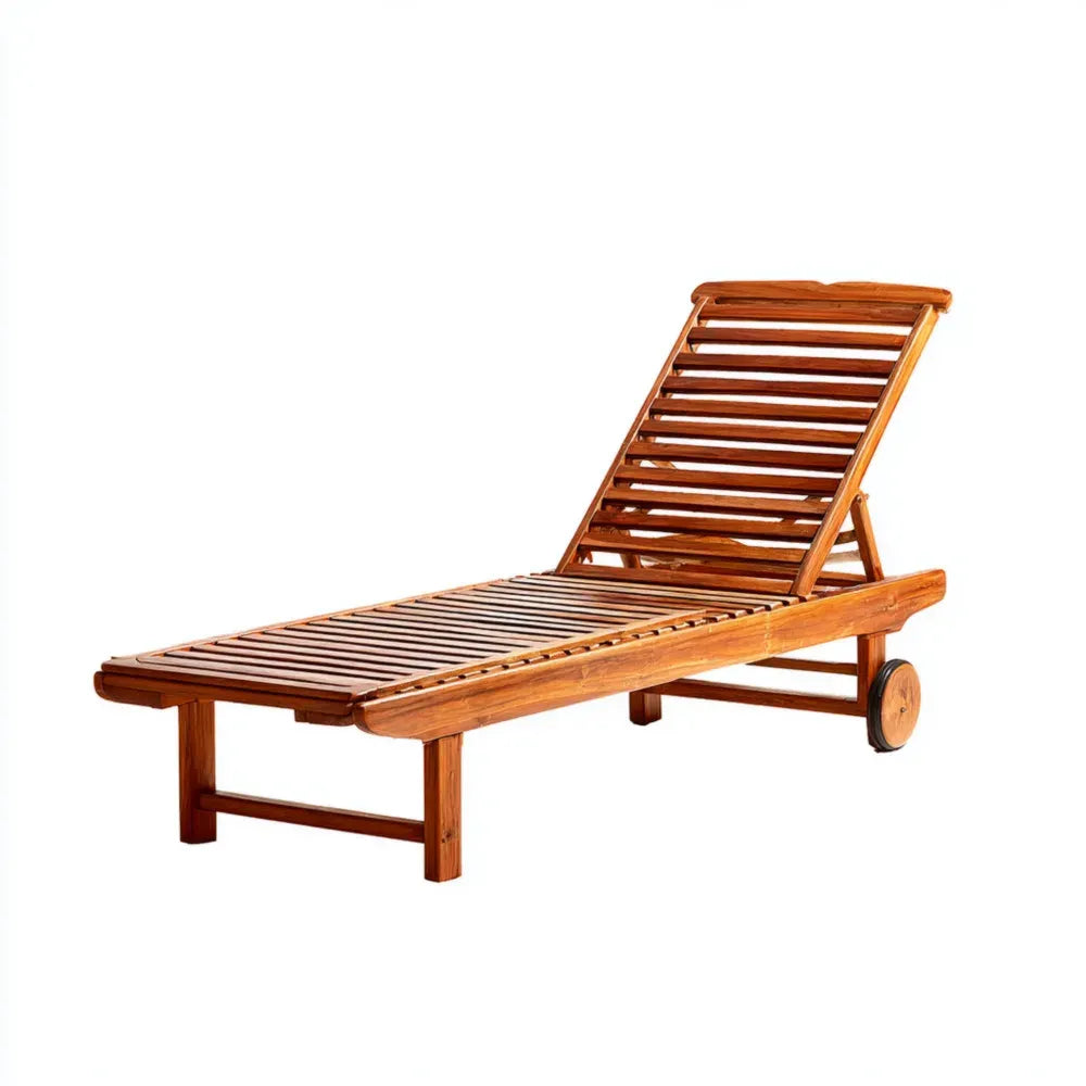 Wooden Patio Recliner – 200x60x30 cm – Brown Acacia Wood – Adjustable – Outdoor Furniture