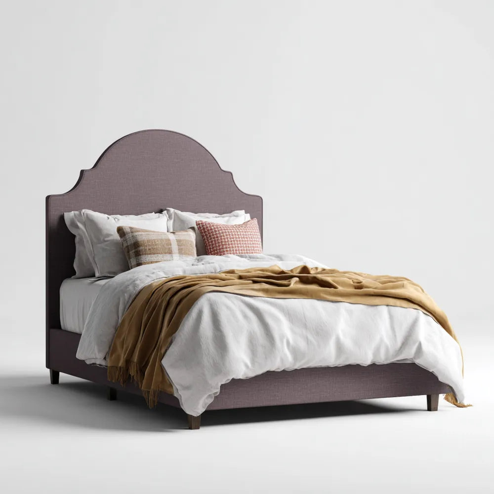 Upholstered Double Bed - Fabric 140x200x120 cm - Dark Gray - Classic Design