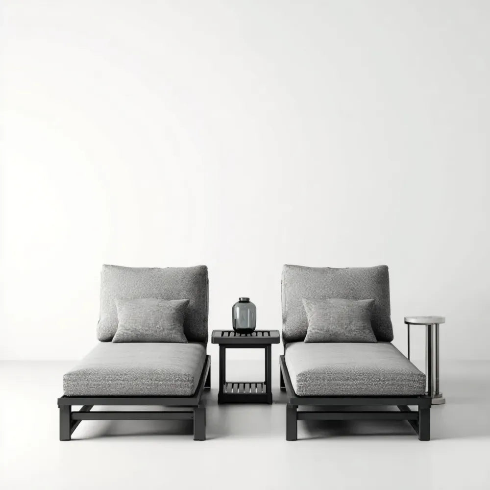 Outdoor Recliner Set Textilene Fabric 200x75x35 cm - Grey