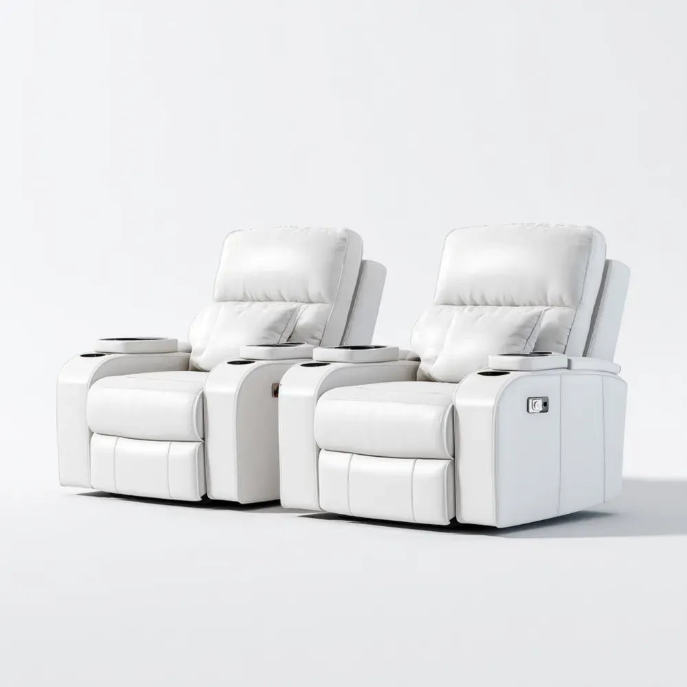 Recliner Sofa Set Faux Leather 190x85x100 cm - White - Modern Design
