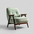Mid-Century Modern Armchair Velvet Upholstery 75x85x90 cm - Light Green