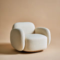 Armchair Fabric Upholstery 90x90x80 cm - Ivory - Contemporary Swivel Design