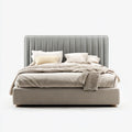 Double Bed - Upholstered Velvet 200x150x120 cm - Light Gray - Modern Style