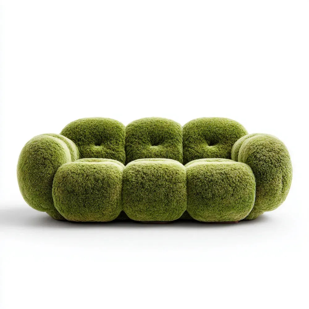 Plush Sofa Set 200x90x85 cm - Green - Contemporary Design