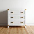 Chest of Drawers 80x40x80 cm 3-Drawer Rattan Inlay - White - Classic Design