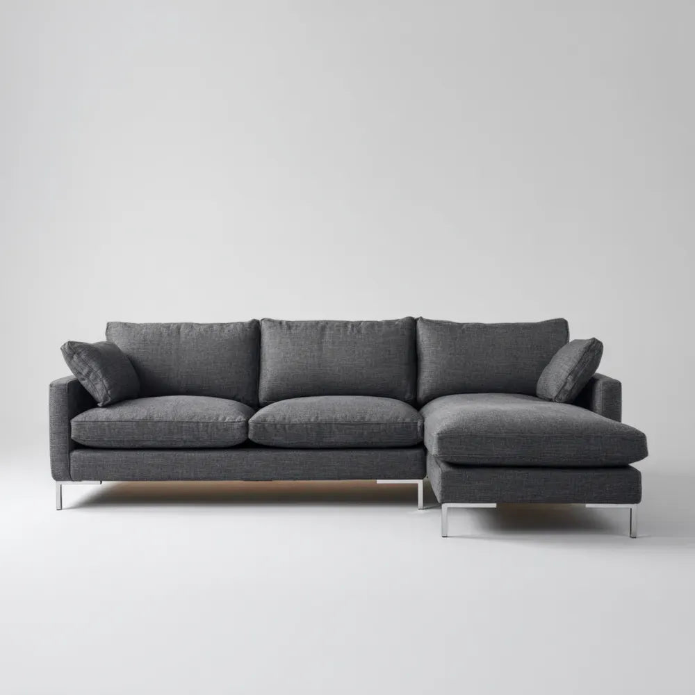 Sectional Sofa Set Fabric Upholstered 275x160x85 cm - Dark Gray - Modern Design