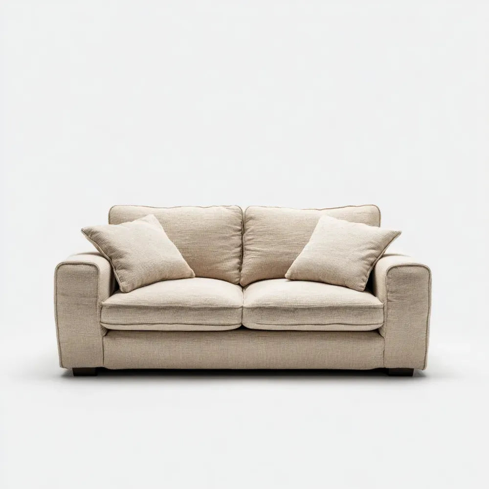 Sofa Set Fabric Upholstered 180x85x90 cm - Beige - Contemporary Design