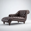 Chaise Lounge Leather Upholstery 180x75x85 cm - Dark Brown - Classic Design