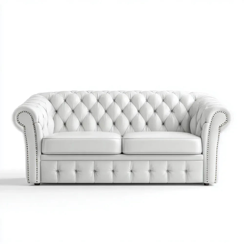 Classic Leather Sofa Set 180x90x75 cm - White