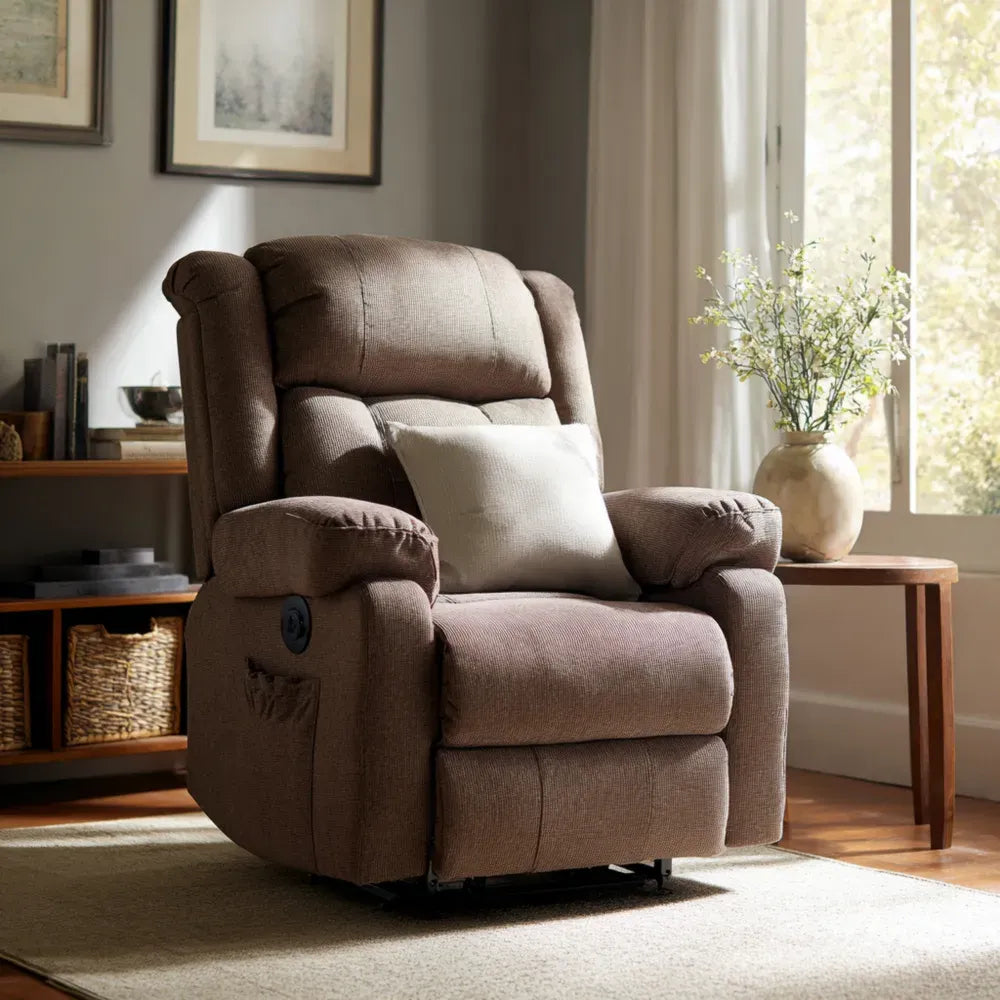 Recliner Sofa - Fabric Upholstery 95x90x105 cm – Brown – Ergonomic Design