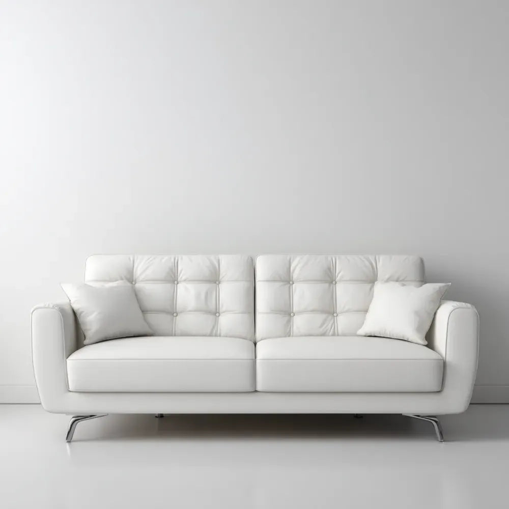 Sofa Set Leather Upholstery 210x90x85 cm - White - Modern Design