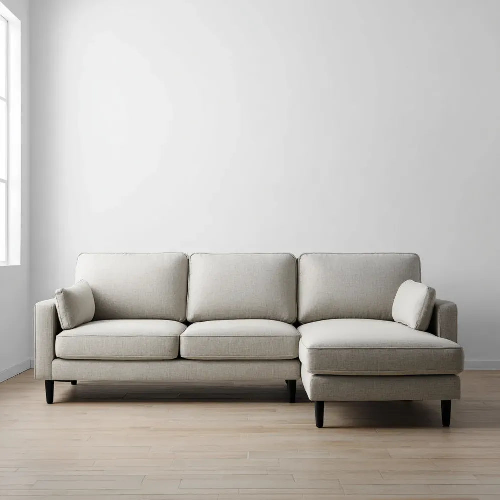 Sectional Sofa Fabric Upholstery 260x85x90 cm - Light Gray - Modern Design