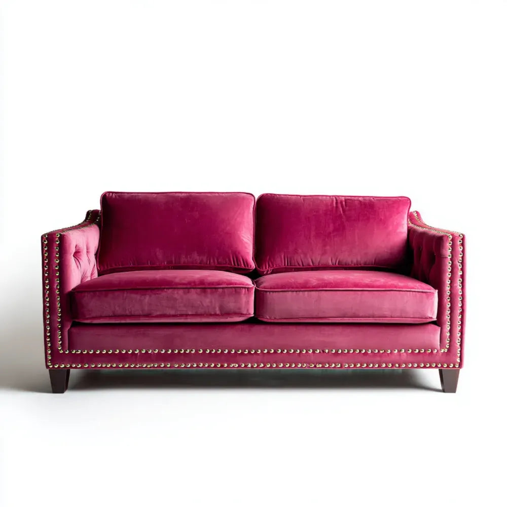 Sofa Velvet Upholstery 160x85x90 cm - Fuchsia - Classic Design