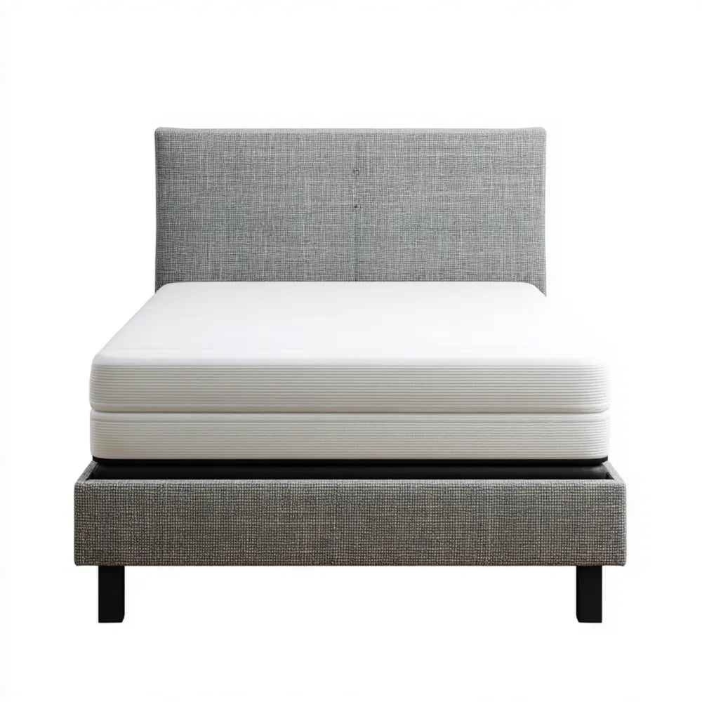 Modern Double Bed Upholstered Fabric 200x160x40 cm - Light Grey