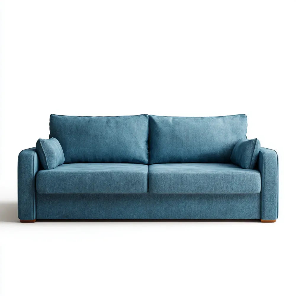 3-Seater Sofa Fabric Upholstery 210x85x90 cm - Blue - Contemporary Design