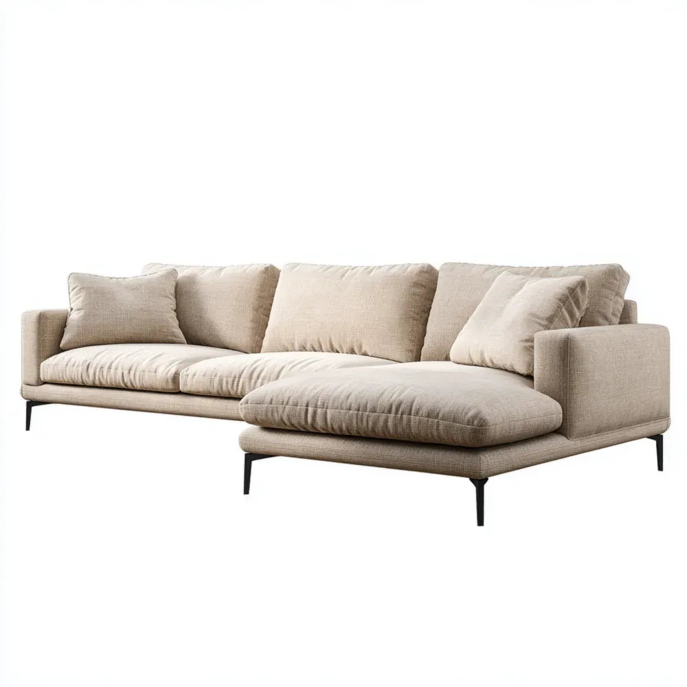 Sectional Sofa Set Fabric Upholstery 280x150x85 cm - Beige - Modern Design